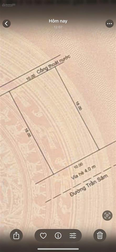 Chính chủ bán lô đất đẹp đường trần sâm, nại hiên đông, sơn trà 180m (10x18m), đường lớn vỉa hè