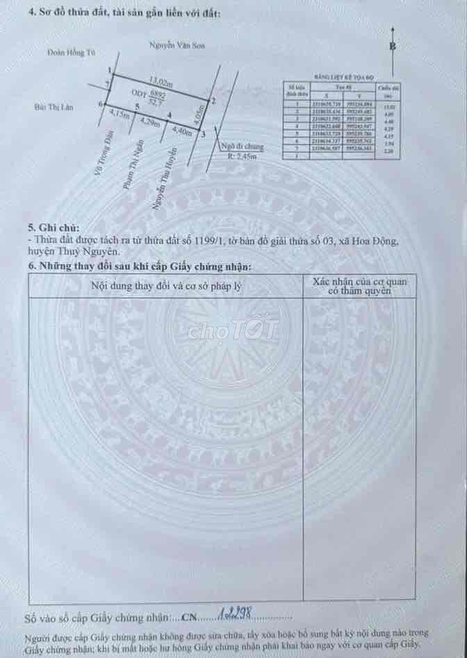 Đất TĐC Bái Ngoài Hoa Động 52m2 HXH 3m chỉ 1,07 tỷ