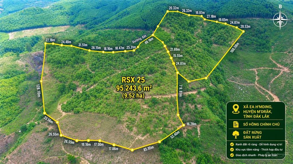 Hạ giá bánh nhanh gần 10ha (95.243m2) đất trồng keo tại xã ea trang, huyện m'drak, đắk lắk, 2.1 tỷ
