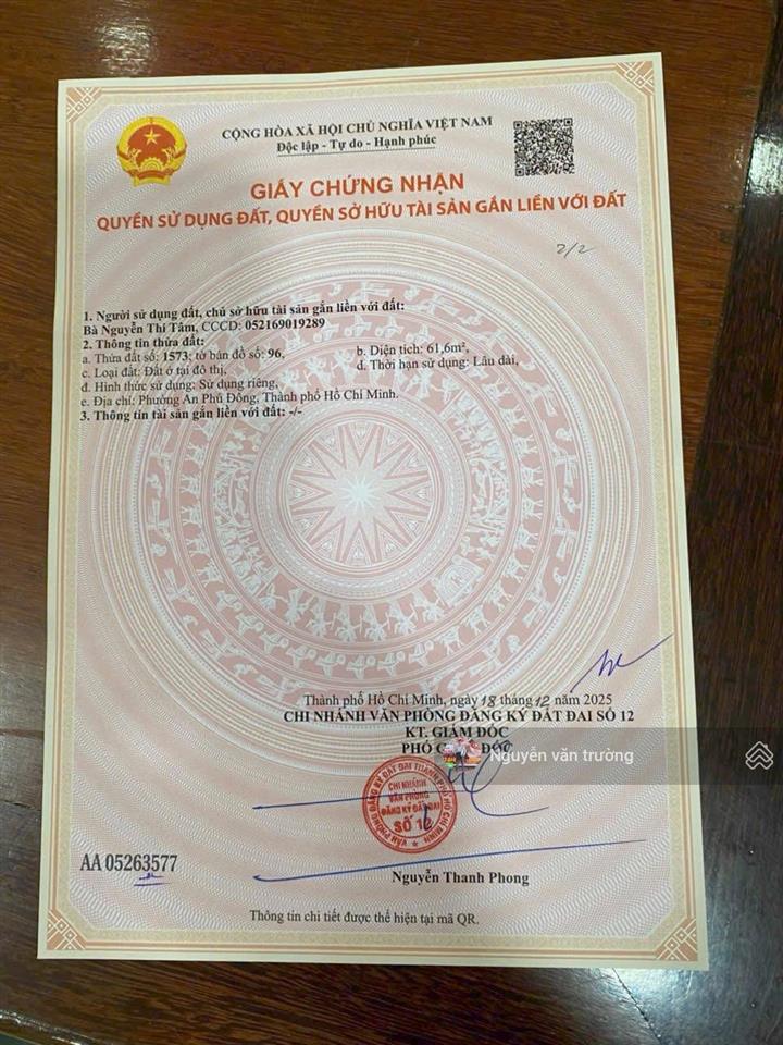 Bán đất mặt tiền hẻm 94 vườn lài vào 1 sẹc gần cầu giá tốt