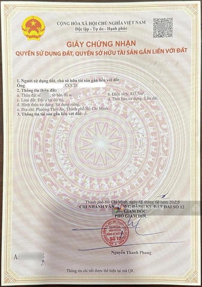 Bán đất hẻm đường lê thị riêng phường thới an 8.4mx51.7m