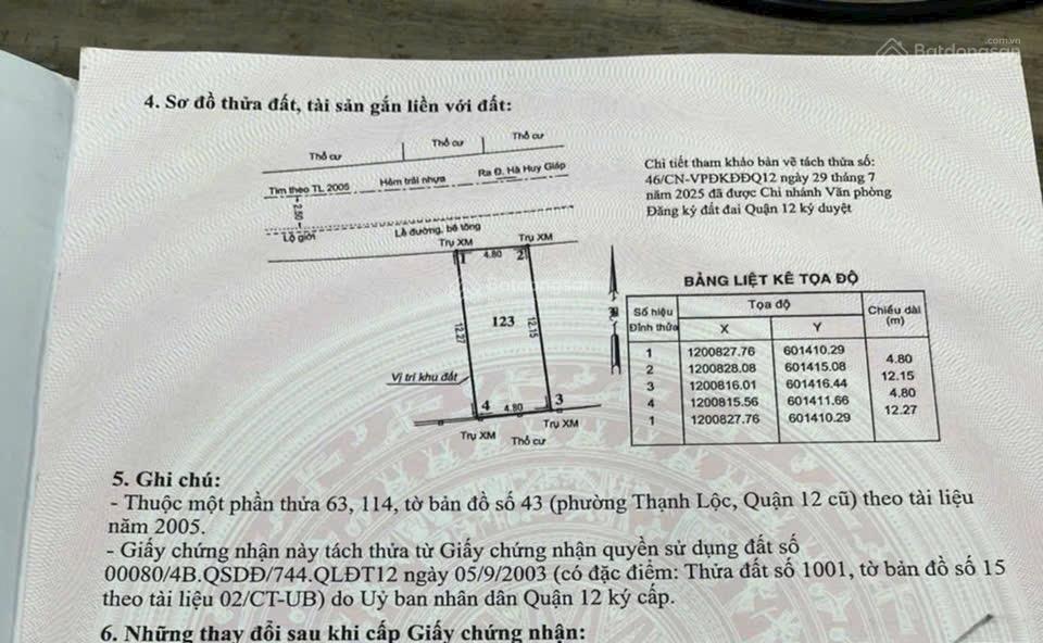 Bán đất mặt tiền hà huy giáp vào 1 sẹc gần cầu an lộc giá tốt hơn 5 tỷ xíu