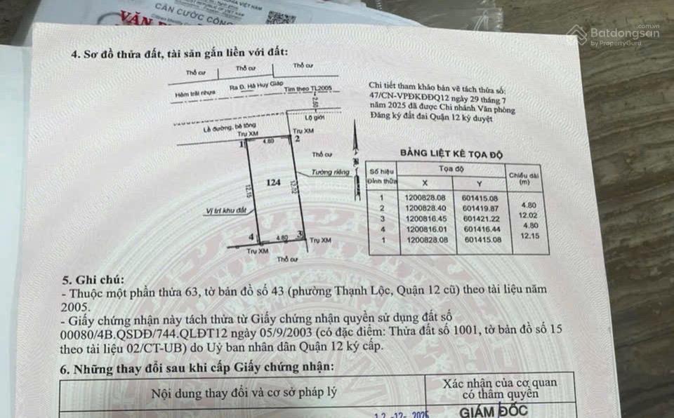 Bán đất mặt tiền hà huy giáp vào 1 sẹc gần cầu an lộc giá tốt hơn 5 tỷ xíu