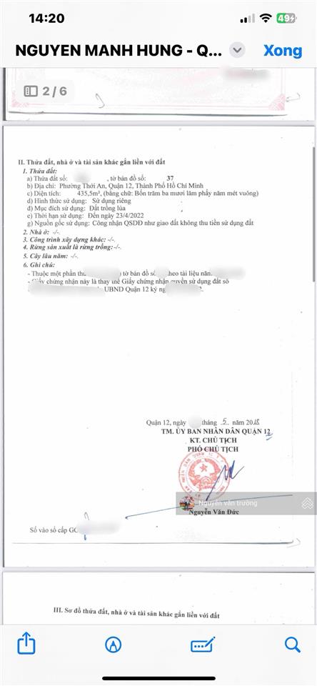Bán đất phường thới an gần uỷ ban quận 12, giá tốt 8.4mx50m