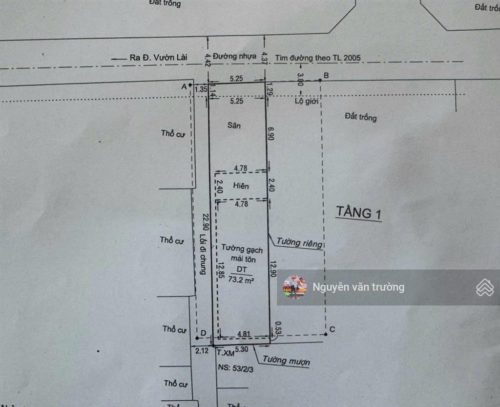 Bán đất mặt tiền vườn lài vào 1 sẹc giá tốt 5.3x23m, giá 7.5 tỷ