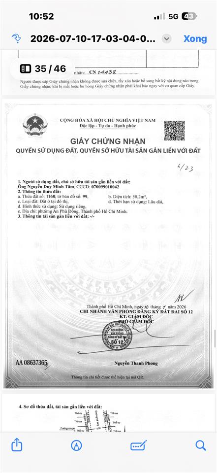 Chính chủ bán đất hẻm vườn lài vào 1 sẹc gần cầu sắt giá ngộp