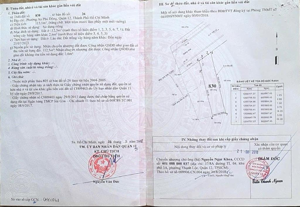 Kẹt tiền bán gấp ngân hàng sát rạt lô đất mặt tiền rạch hẻm 52 vườn lài 5mx23m