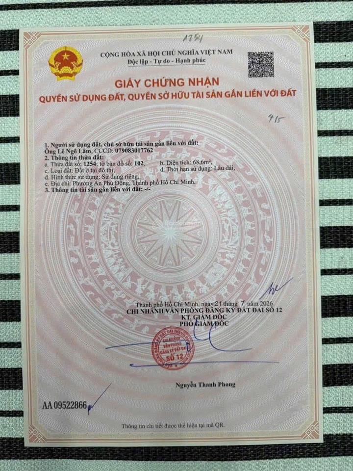 Bán đất hẻm 301 vườn lài an phú đông, gần cầu sắt qua gò vấp