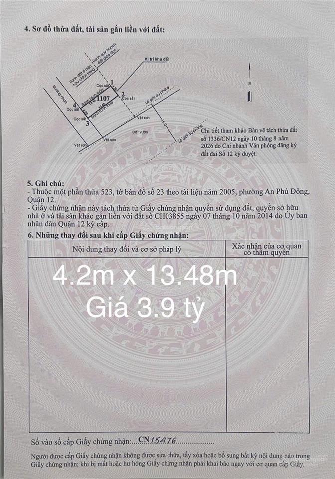 Bán đất 1 sẹc nguyễn thị nhuần (an phú đông 09 cũ) giá rẻ bất ngờ