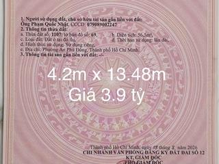 Bán đất 1 sẹc nguyễn thị nhuần (an phú đông 09 cũ) giá rẻ bất ngờ