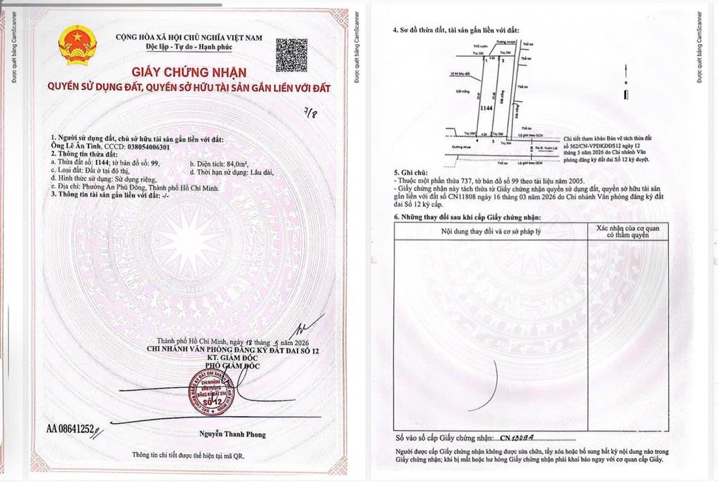 Bán đất hẻm 154 vườn lài gần sông vàm thuật về cầu sắt 1 km
