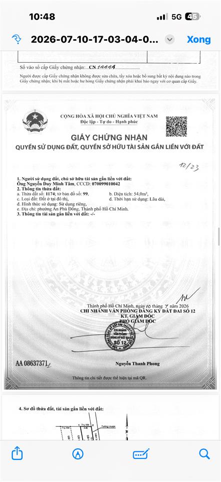 Bán đất hẻm 190 vườn lài gàn cầu sắt an phú đông