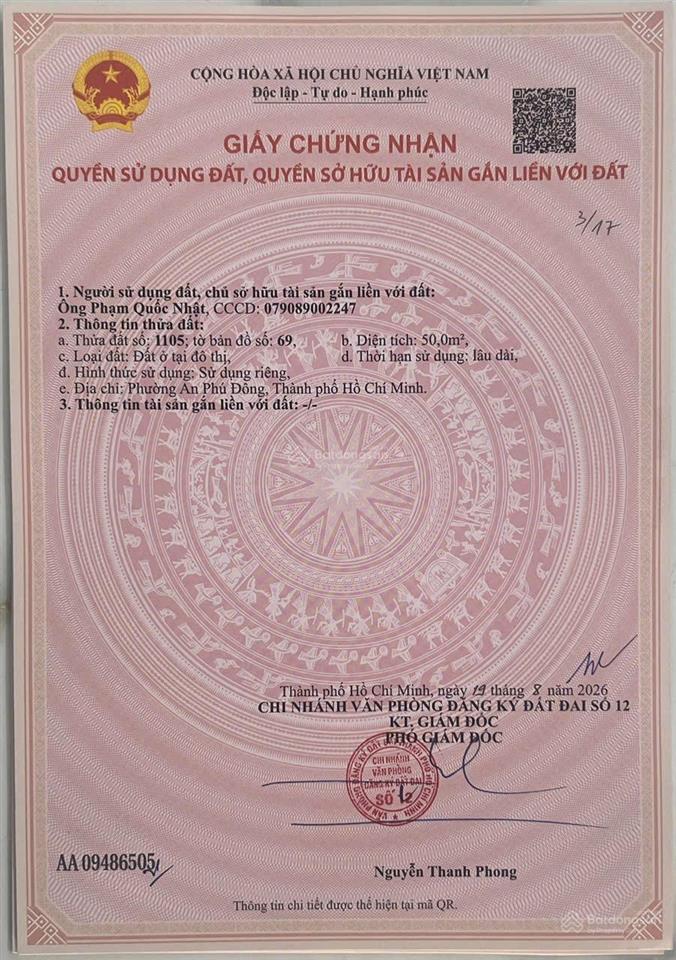 Bán đất đường nguyễn thị nhuần (an phú đông 09 cũ) giá tốt 4,2x14