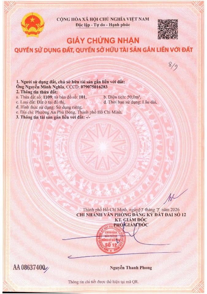 Bán đất hẻm 224 vườn lài gần cầu sắt