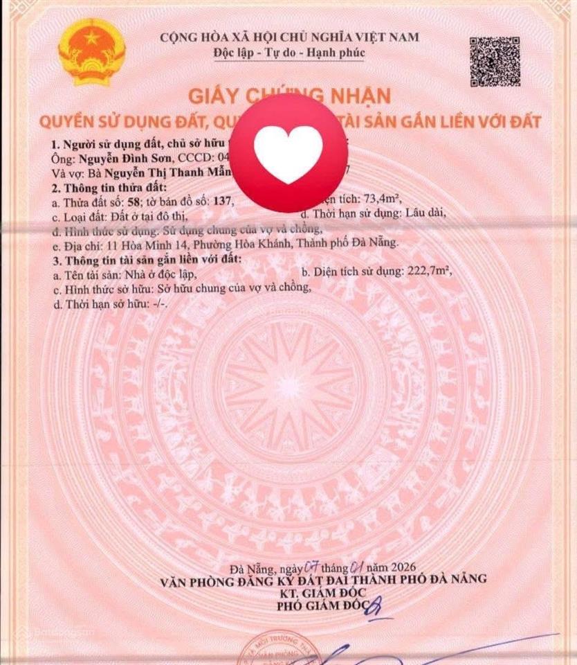 Bán gấp nhà 3 tầng mt hoà minh 14