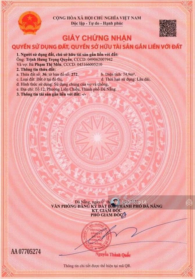 Bán lô đất kiệt 7m 82 nguyễn lương bằng