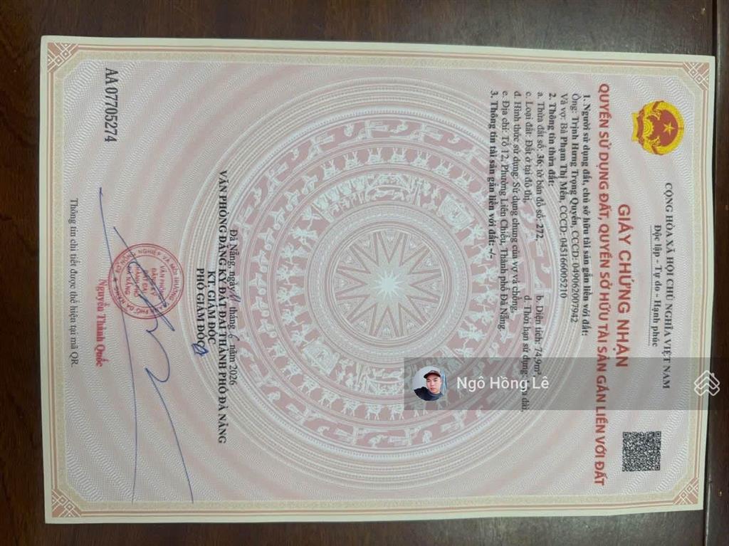 Bán lô đất kiệt 7m 82 nguyễn lương bằng