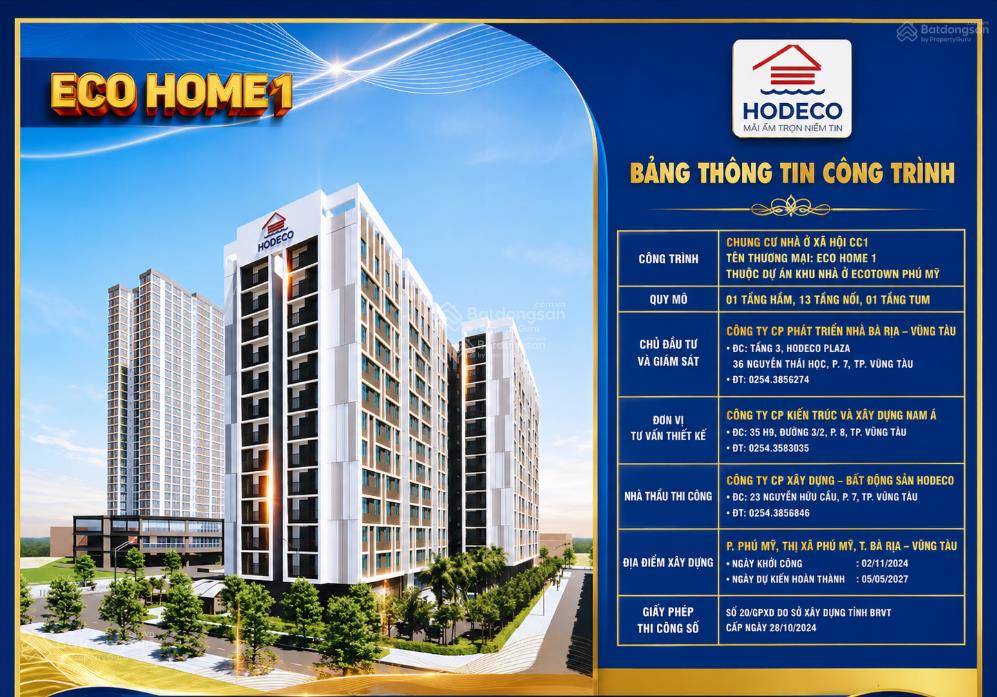 Căn hộ eco home 1 phú mỹ 50,61m2 2pn không gian sống tiện nghi