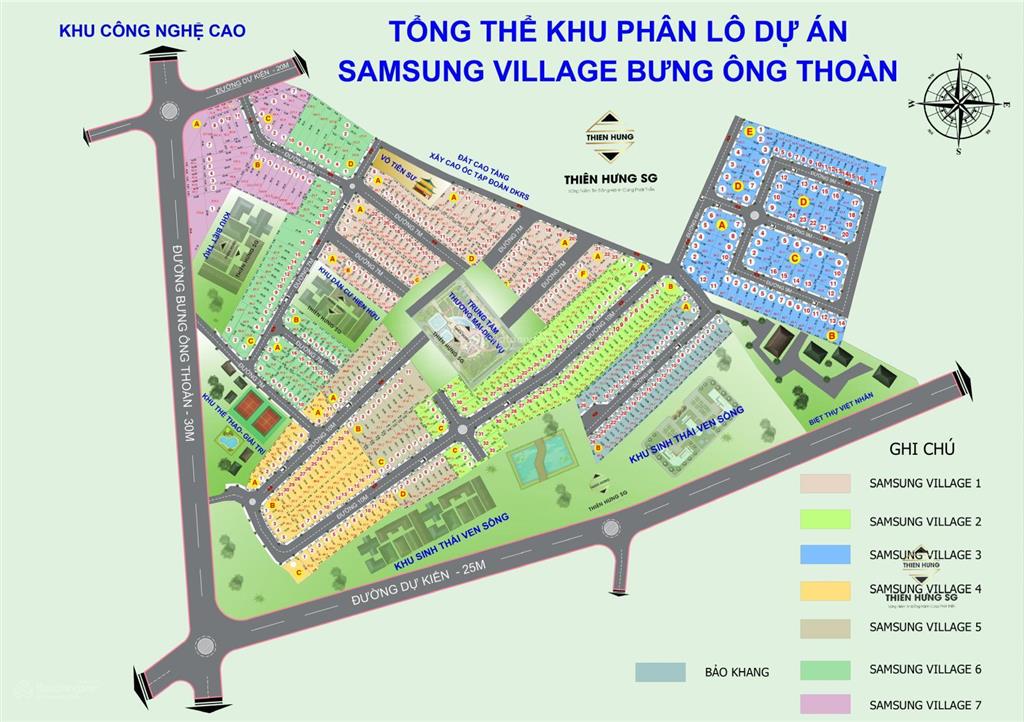 Bán đất kdc sam sung đường bưng ông thoàn khu công nghệ cao quận 9 giá chỉ 44 triệu/m2