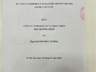 Chính chủ cắt lỗ căn 1pn+ dự án masteri trinity square, 0931 328 ***.được htls tới 7/2027