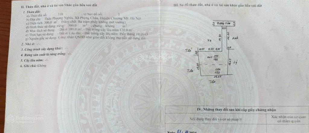 Bán đất tại đê mới, phụng châu, 30 triệu / m2, 300 m2, chính chủ uy tín