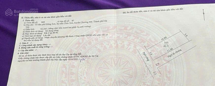 Bán đất lô góc ô tô đỗ gần tại hòa sơn, 3,6 tỷ, 42,3 m2, chính chủ giá cực chất