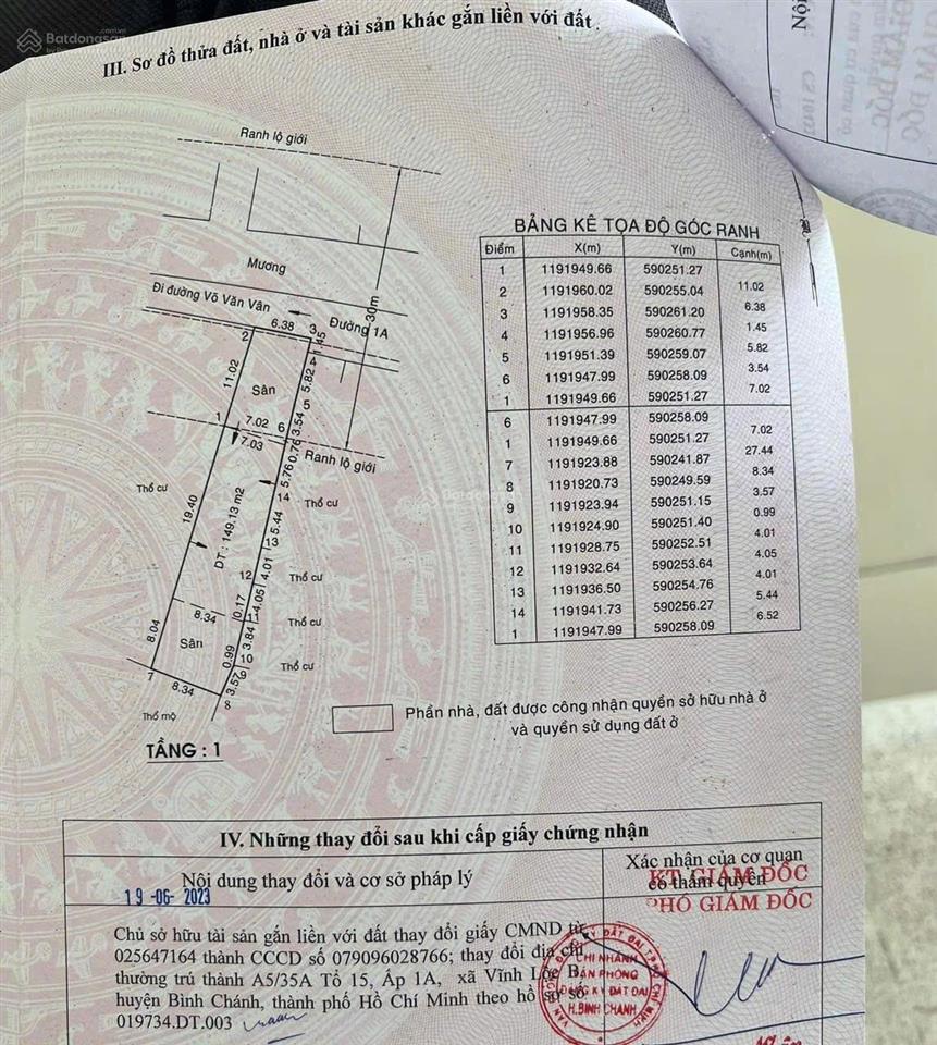 Bán nhà mặt tiền đường 1a, xã vĩnh lộc b, huyện bình chánh (hiện là xã tân vĩnh lộc)