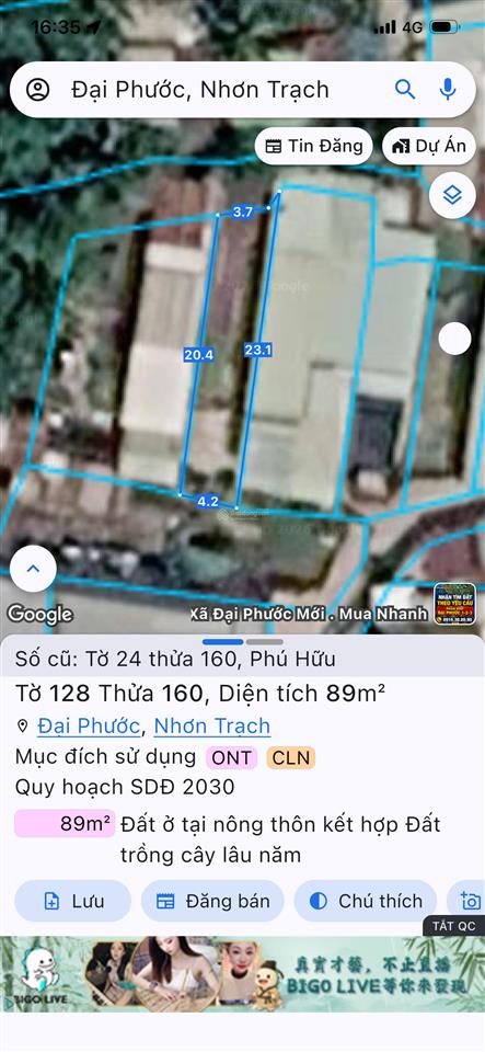 Bán đất tại ấp câu kê, lý thái tổ, 1,5 tỷ, 89m2, phú hữu cũ, gần phà cát lái, đô thị đại phước mới