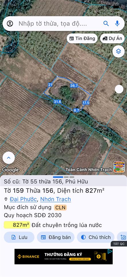 Bán đất 827m2 tại ấp phước lương, phan văn đáng, (đường thành hoà, phú hữu cũ) gần phà cát lái