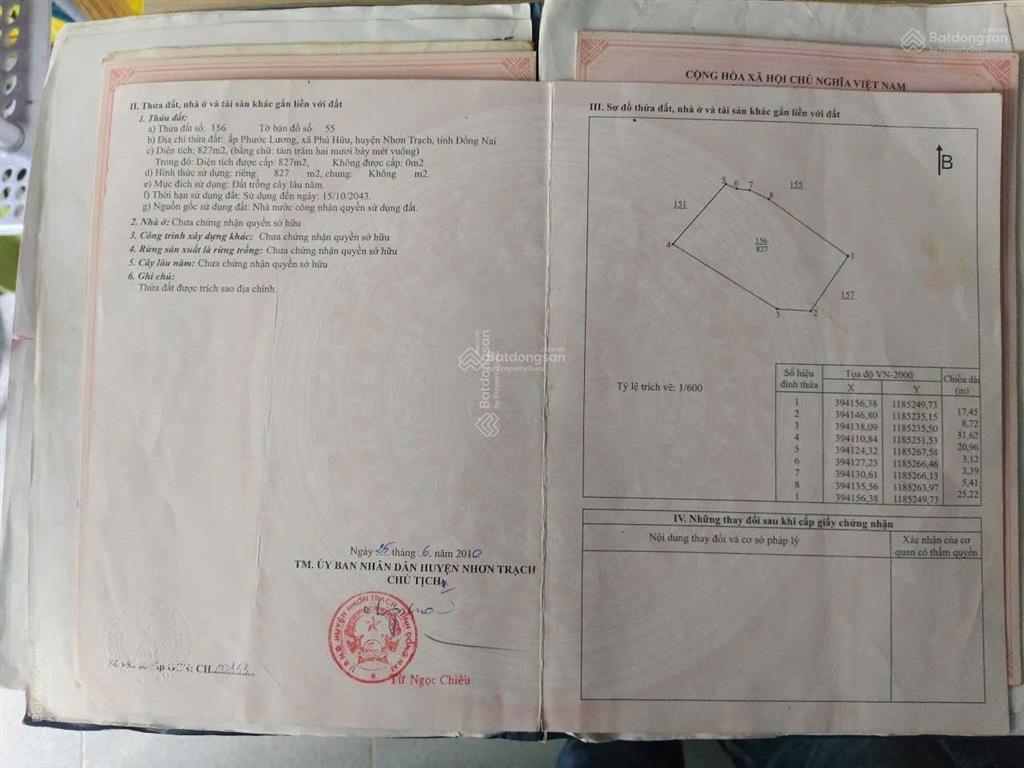 Bán đất 827m2 tại ấp phước lương, phan văn đáng, (đường thành hoà, phú hữu cũ) gần phà cát lái
