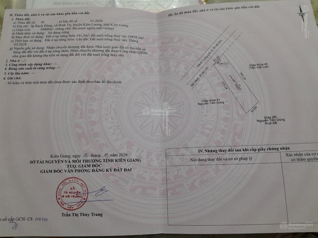 Cần bán đất công lớn mặt đường tỉnh lộ kênh lung lớn  bình trị  kiên lương  an giang