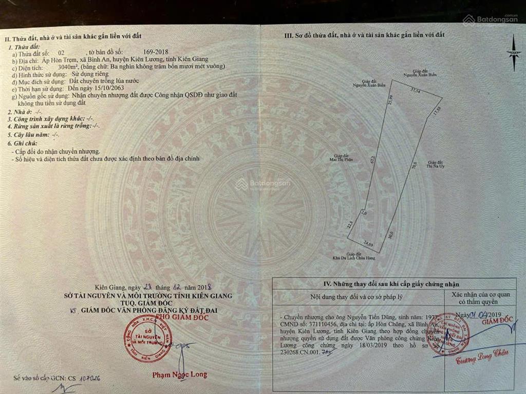 Cần bán đất đẹp khu du lịch biển nổi tiếng chùa hang, hòn phụ tử  kiên lương  an giang