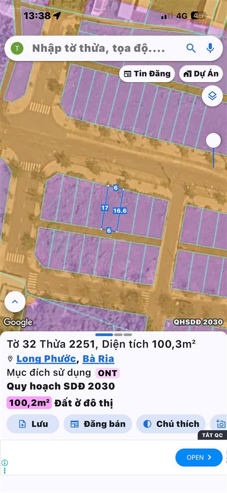 Duy nhất 1 lô tđc long phước trục chính đẹp không lổi 1 tỷ 390 còn bớt