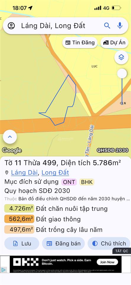 Cần bán đất diện tích 5.786m2, có 150m2 thổ cư ở láng dài