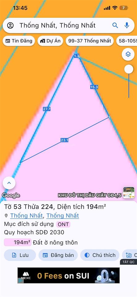 Bán đất dt 327m2 vs 20m mặt tiền nhựa song hành gần mẹ núi cúi khu cn ql20. giá chỉ 2tỷ8 có tl