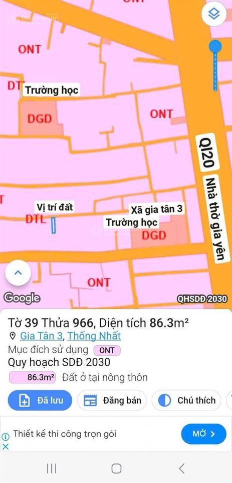 Chỉ 800tr còn tl có ngay lô đất thổ cư 86m2 sổ riêng gần ql20. xã, nhà thờ, trường hoc.v.v...