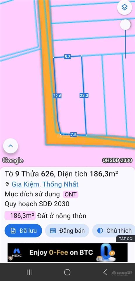 Duy nhất 1 lô 2 mặt tiền vs dt 7x20,5 full thổ cư sổ riêng giá giảm chỉ 870tr còn bớt.