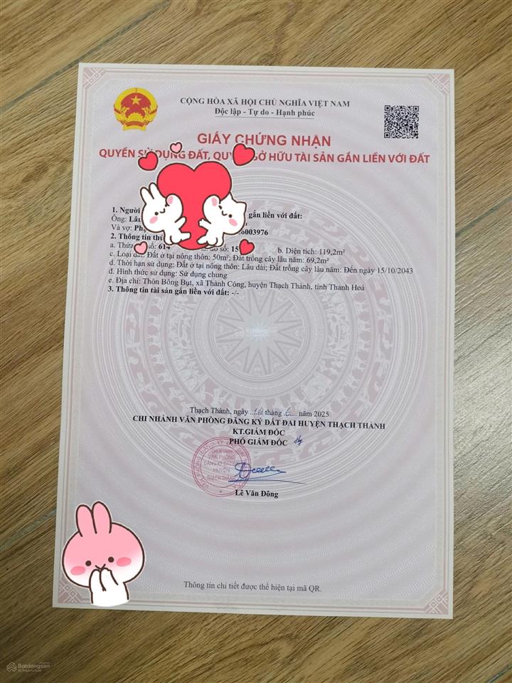 Chính chủ đang cần tiền bán gấp 01 lô đất nằm đối diện trường thcs thành công
