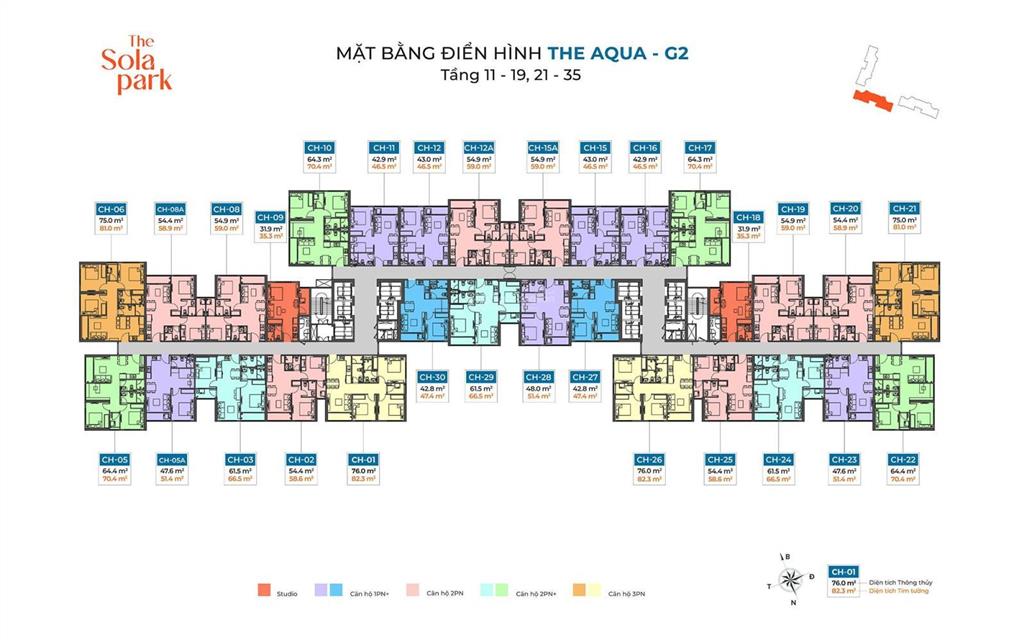 Chính chủ gửi bán cc sola park smart city tòa g2 tầng trung 42.8 m2 2.9 tỷ 0966 849 ***