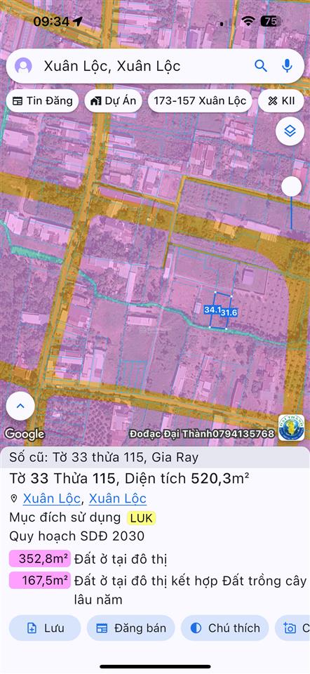 Bán đất 520m2 tại đường 21/3, thị trấn gia ray, huyện xuân lộc, giá tốt, chính chủ