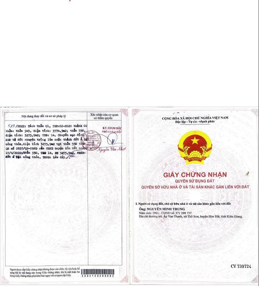 Bán đất ở đường ven biển tại thổ sơn, hòn đất, kiên giang, đất ở 3.275,9m2 hot