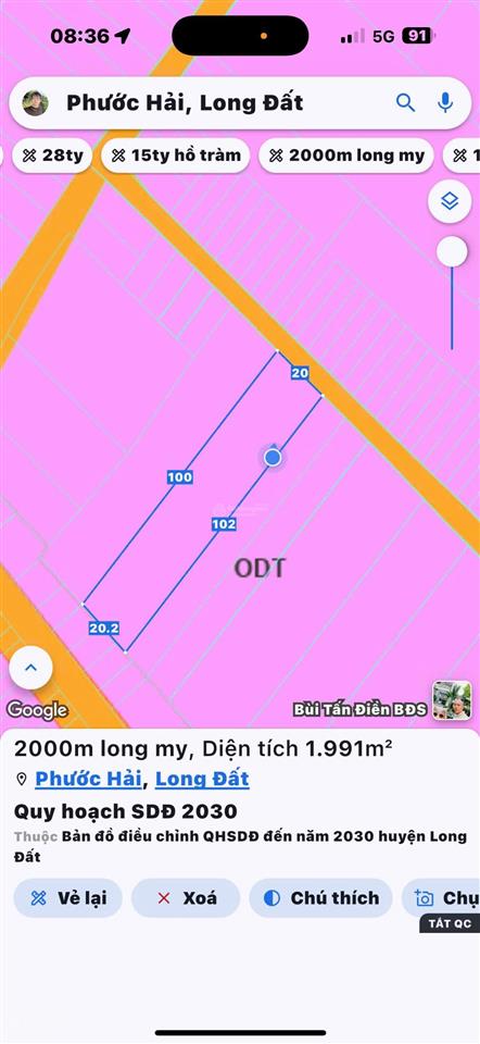 Phước hải  2000m2 view núi cực đẹp
dt 2000m2  20x100  quy hoạch đất ở
mặt tiền đường nhựa 8m