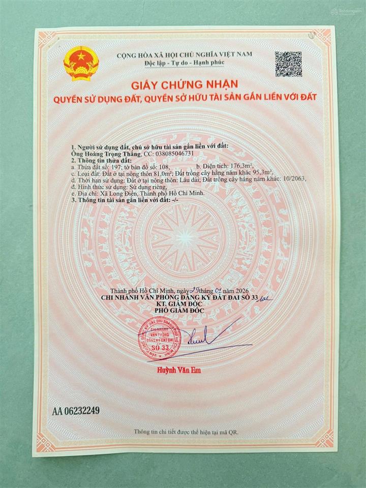 Vị trí trung tâm  tiện ích đầy đủ. mt cao văn ngọc sau nhà hát, nhà thờ long điền. 176m2  6,8x25m