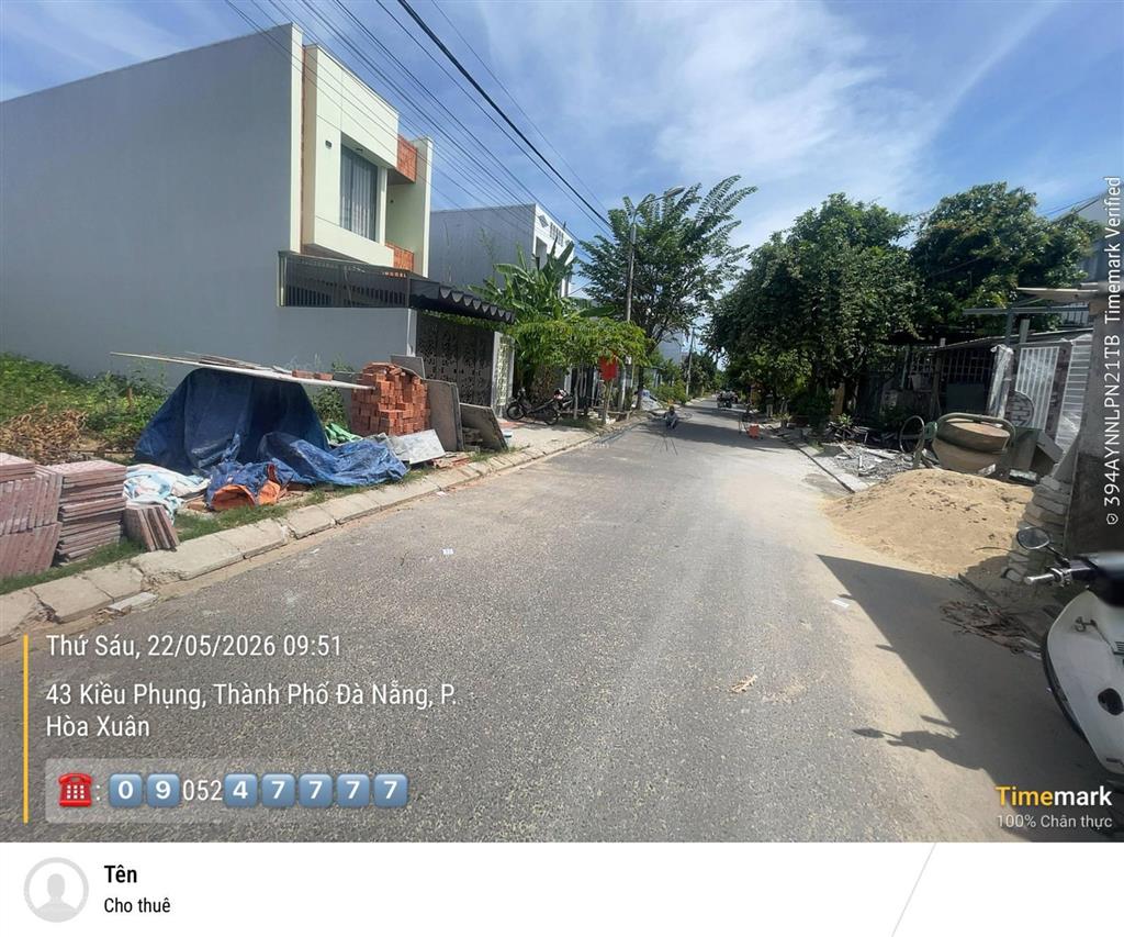 Bán lô đất 2 mặt tiền đường kiều phụng, hoà xuân