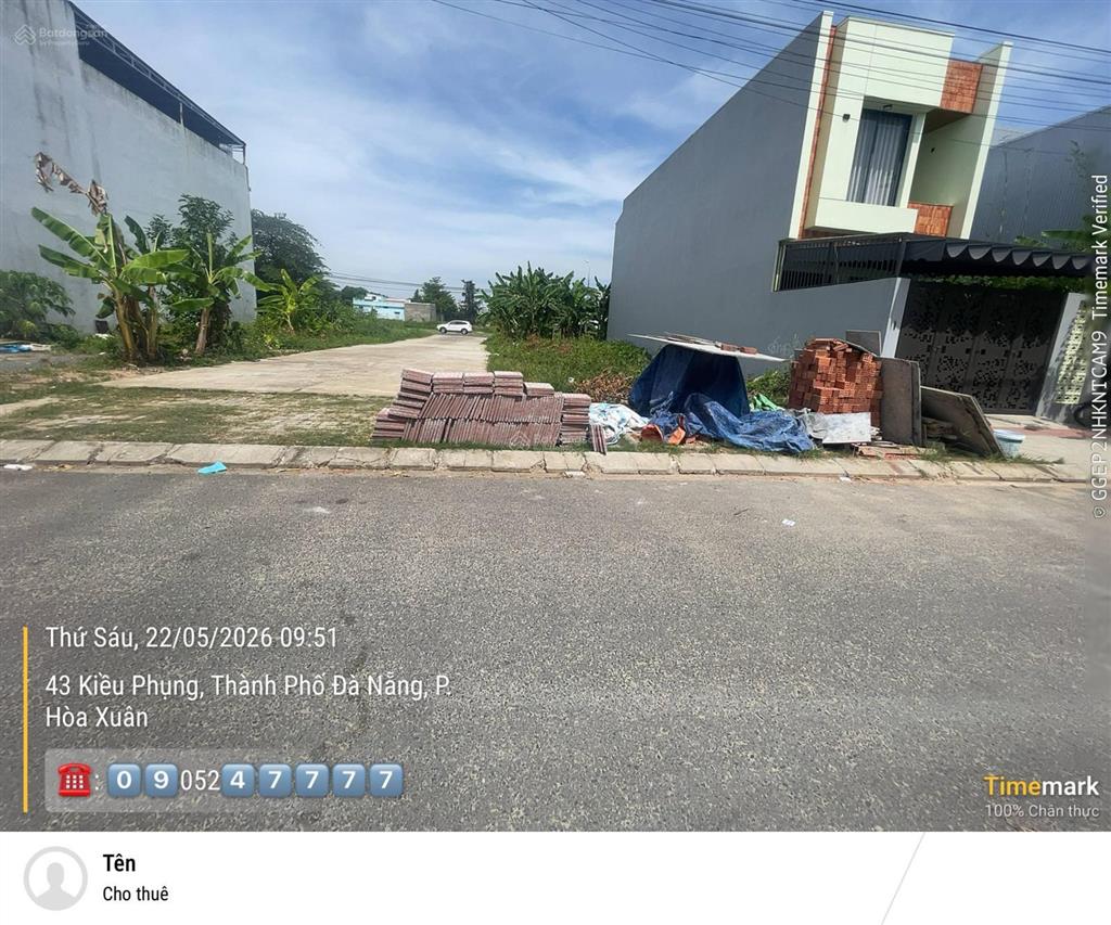 Bán lô đất 2 mặt tiền đường kiều phụng, hoà xuân