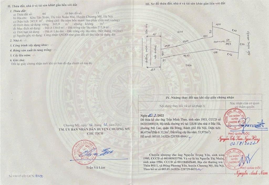 Bán đất mặt phố ql21a trung tâm xuân mai, dt 345m2 giá 29tr/m2, sổ hồng sẵn công chứng trong ngày
