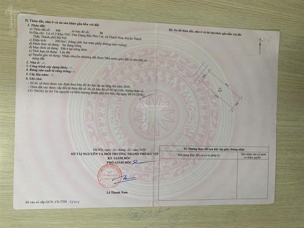 Bán đất đẹp tại tái định cư bắc phú cát  khu công nghệ cao hòa lạc  ga metro 5  lõi trung tâm