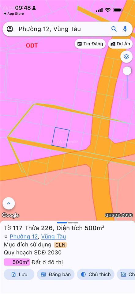 Bán đất 500m2 tại phường 12, vũng tàu, giá 3,9 tỷ vnd