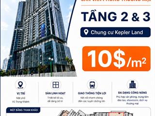 Cho thuê sàn văn phòng thương mại chung cư Kepler Land, mặt phố Vũ Trọng Khánh - Hà Đông.