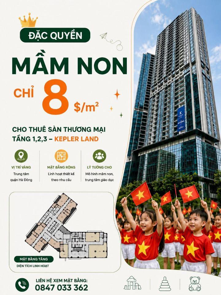 🏢 ĐẶC QUYỀN DÀNH RIÊNG CHO MẦM NON TẠI KEPLER LAND – CHỈ 7 USD/m² 